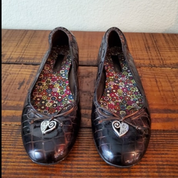 Brighton Shoes - Brighton Patent Leather Heart Charm Ballet Flats